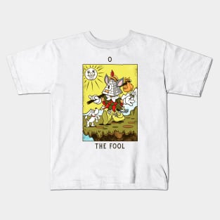 The Fool - Mystical Medleys - Vintage Cartoon Tarot (white) Kids T-Shirt